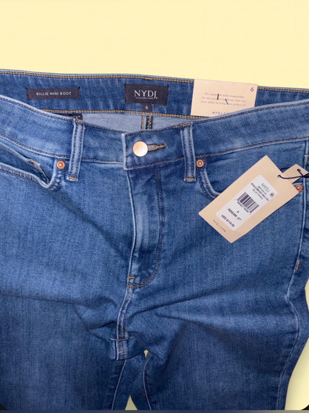 NYDJ Billie Mini Bootcut High Rise Ankle Jeans, NWT - Size 6 - Picture 4 of 9